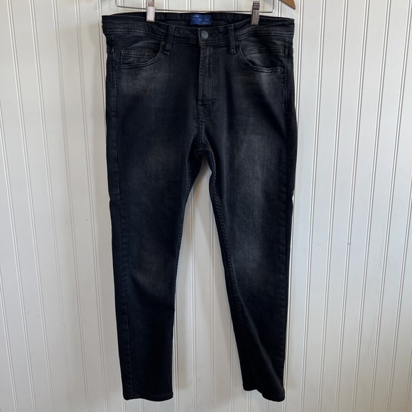 Zara Premium Jeans Women Sz 34 Charcoal Wash Skinny Stretch Distressed Denim - Picture 1 of 9